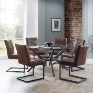 Image of Brooklyn Set of 2 Dining Chairs Brown Faux Leather Brown