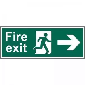 Image of Fire Exit Man Arrow Right sign 600 x 200mm. Manufactured from strong