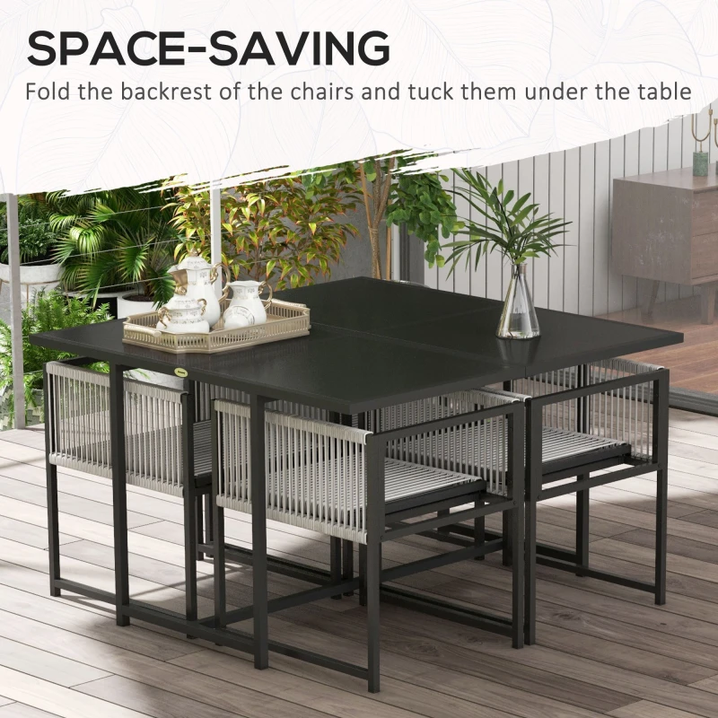 Image of Outsunny 5 Pieces Patio Dining Set with Foldable Back, Light Grey Light Grey