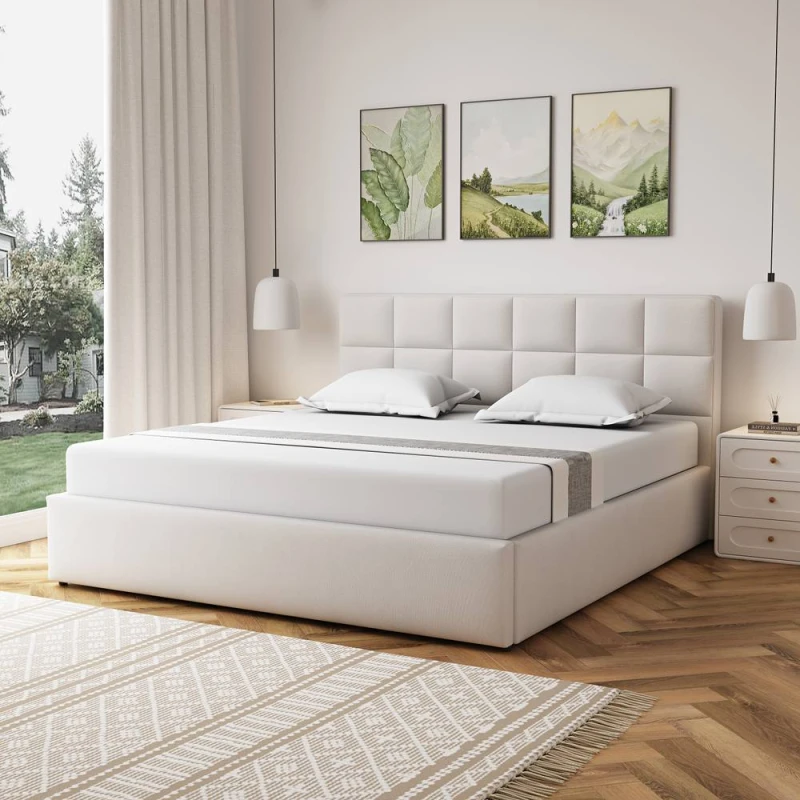 Image of Artemis Home Richwood Fabric 180cm Superking Ottoman Bed Frame with Storage - Beige Size: Super King Beige Unisex Super King