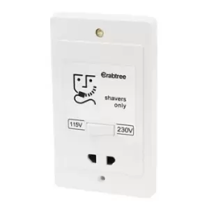 Image of Crabtree White Raised Rounded Screwed Shaver Socket