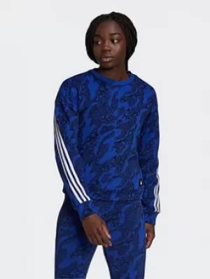 Image of adidas Sportswear Future Icons Animal-print Sweatshirt, Grey/Black, Size S, Women