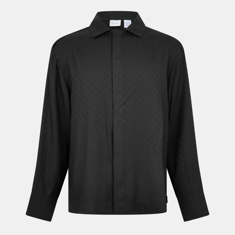 Image of Calvin Klein Mens SlpSatin Long Sleeve Pyjama Top Monogram male M