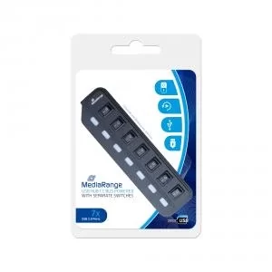 Image of MediaRange USB 2.0 Hub With Separate Switches 7 Ports Black Ref