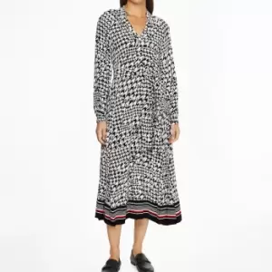 Image of Tommy Hilfiger Womens Viscose Shift Midi Dress - Large Houndstooth/Des Sky Ecru - S
