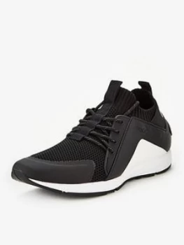 Image of Hugo Boss Hybrid Knit Runner Trainers Black/White Size 8 Men