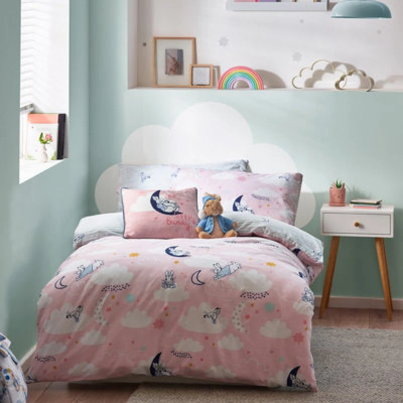 Image of Peter Rabbit Sleepy Head Single Duvet Cover Set, Polyester, Cotton, Pink