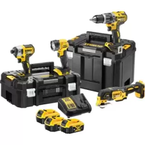 Image of DEWALT DCK497M3T-GB 18V XR Brushless 4 Piece Kit 3 x 4.0Ah Rubber/Steel