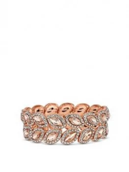 Image of Mood Rose Gold Plated Crystal Leaf Stretch Bracelet