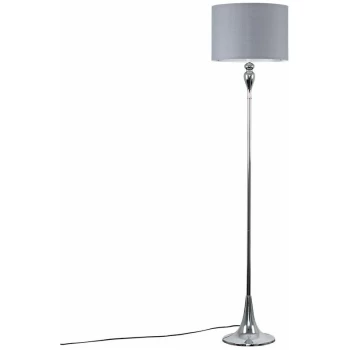 Image of Chrome Spindle Floor Lamp + Grey Light Shade