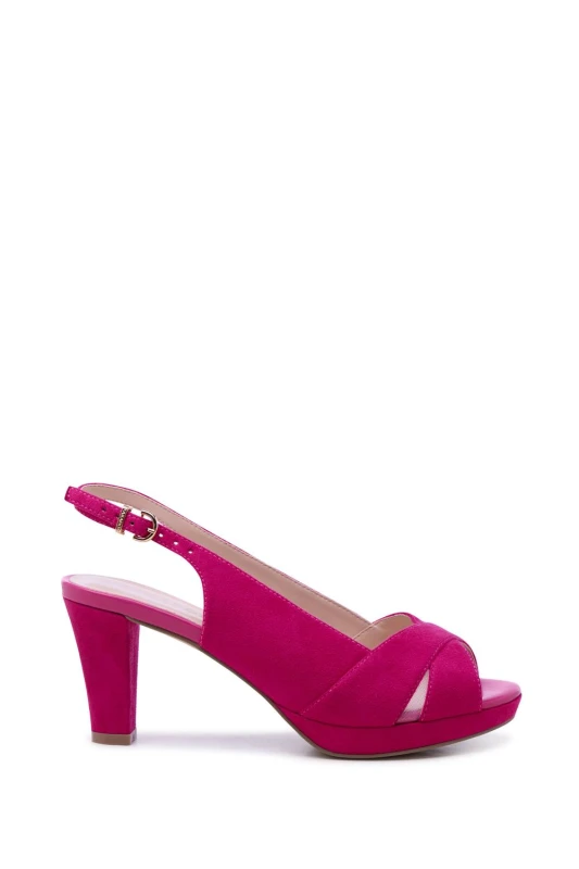 Image of Paradox London Womens Niara' Wide Fit High Platform Heeled Sandals in Fuchsia Size: 3E Fuchsia Female 3E