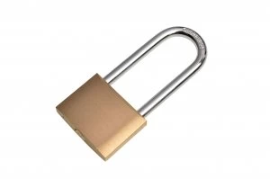 Image of Wickes Long Shackle Padlock - Brass 50mm