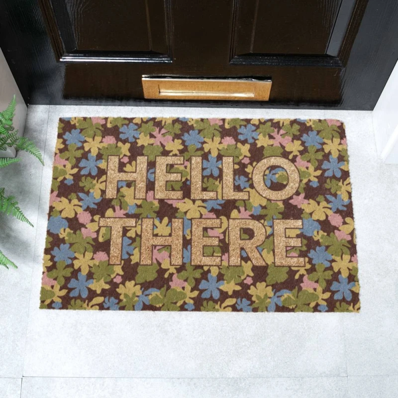 Image of Artsy Mats Hello There Spring Doormat (60 x 40cm) Size: 40cm x 60cm Multicolor Unisex 40cm x 60 cm