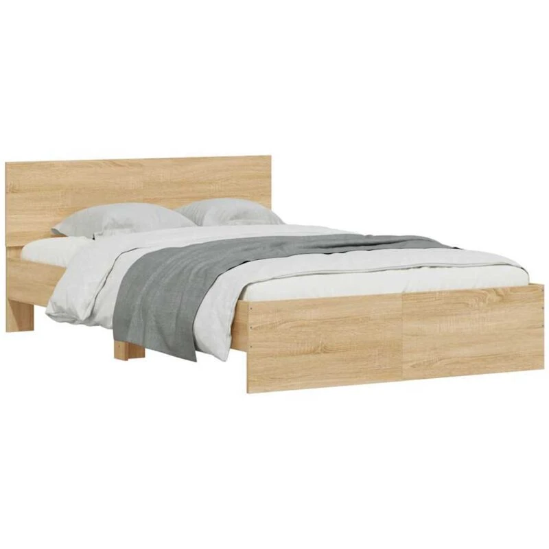 Image of VIDAXL Bed Frame with LED without Mattress Sonoma Oak 135x190cm Double Vidaxl 8721012248496