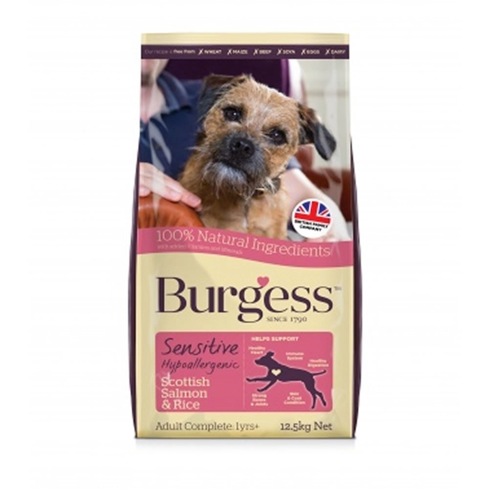Image of Burgess Sensitive Adult Salmon and Rice Dog Food 12.5kg