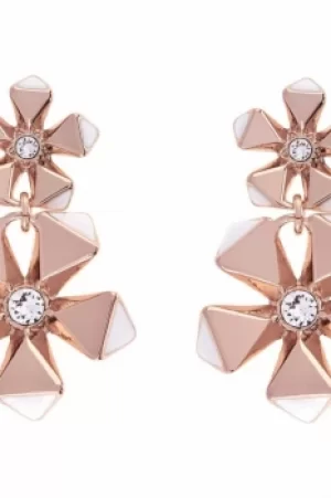 Image of Ladies Karen Millen Rose Gold Plated Geo Flower Earring KMJ1079-24-108
