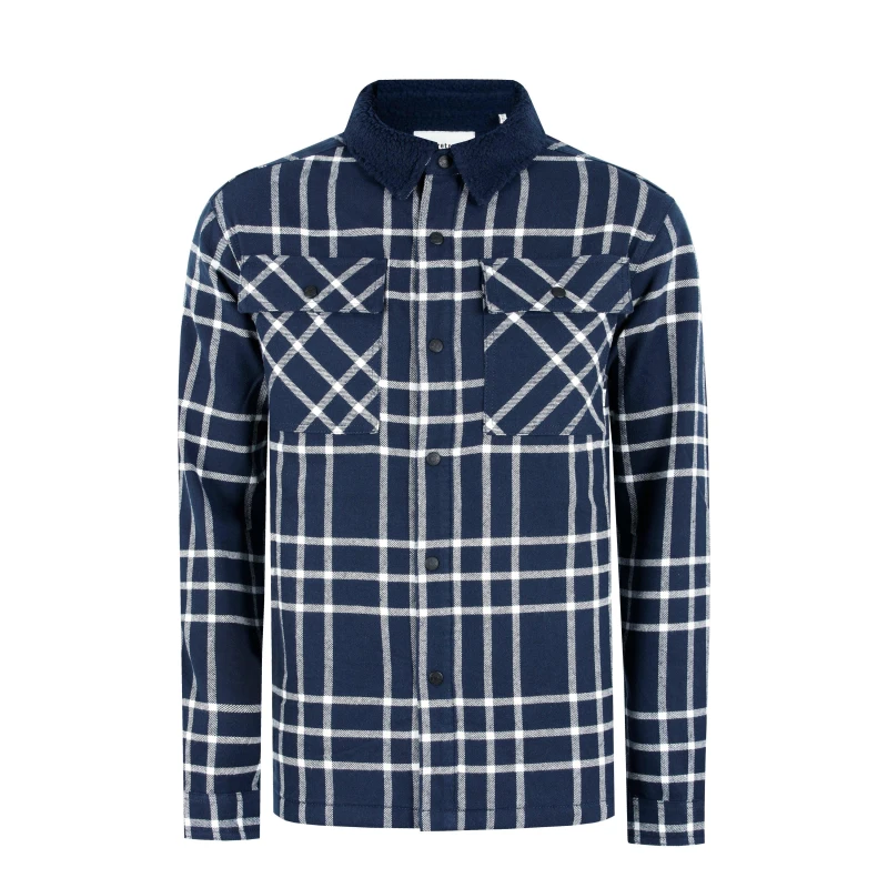 Image of Firetrap Borg Check Overshirt Mens - Blue Blue S