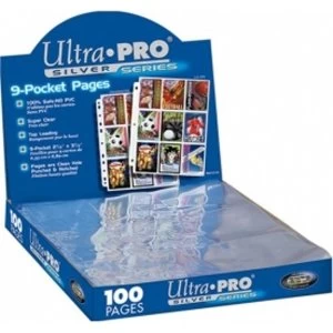 Image of Ultra Pro Silver Series 9 Pocket Trading Card Pages Box 100
