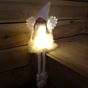 Image of 50cm LED Plush Sitting White Angel Woolly Dress and Hat - Snowtime