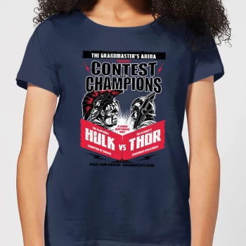 Image of Marvel Thor Ragnarok Champions Poster Womens T-Shirt - Navy - S