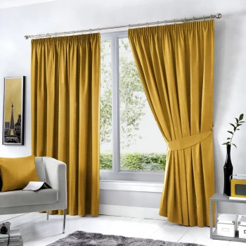 Image of Fusion Dijon Blackout Thermal Lined Curtains - Ochre