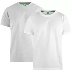Image of Duke Mens Fenton Kingsize D555 Round Neck T-Shirts (Pack Of 2) (6XL) (Grey/White)