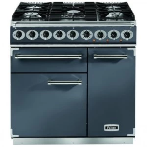 Image of Falcon F900DXDFSL-NG 900 Deluxe Dual Fuel Range Cooker - Slate- Nickel Trim