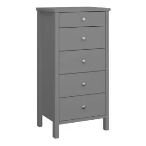 Image of Tromso 5 Drawer Narrow Chest Grey