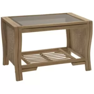 Image of Desser Opera Light Oak Coffee Table and Glass