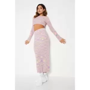Image of I Saw It First Space Dye Knitted Midaxi Skirt Co-Ord - Pink
