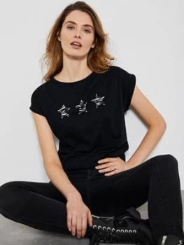 Image of Mint Velvet Sara Star T-Shirt - Black