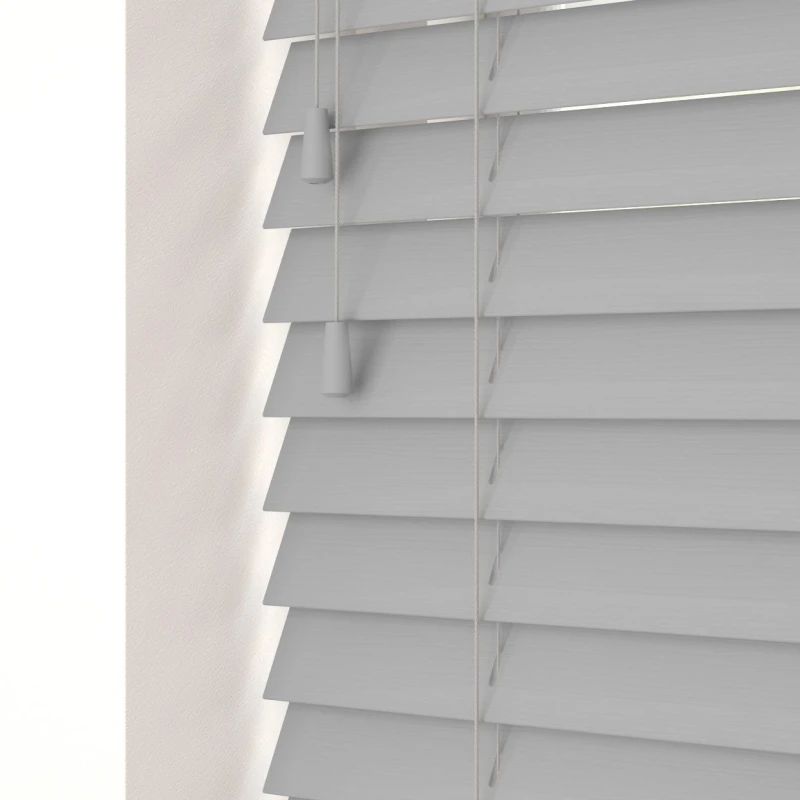 Image of Blinds Outlet Faux Wood String Venetian Blind in Light Grey Size: 90cm width x 200cm drop Light Grey Unisex 90cm width x 200cm drop