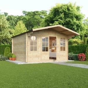 Image of Mercia 34mm Single Glaze Haven Log Cabin - 4 x 4m