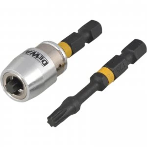 Image of DEWALT Impact Torsion Bit and Magnetic Screwlock Sleeve T25 50mm Pack of 2