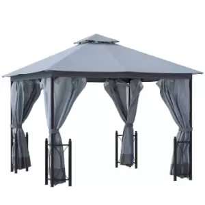 Image of Outsunny 4 X 3.35M Patio Gazebo Canopy Garden Tent Steel Frame - Grey