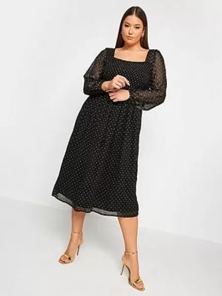 Image of Metallic Shirred Midi Dress