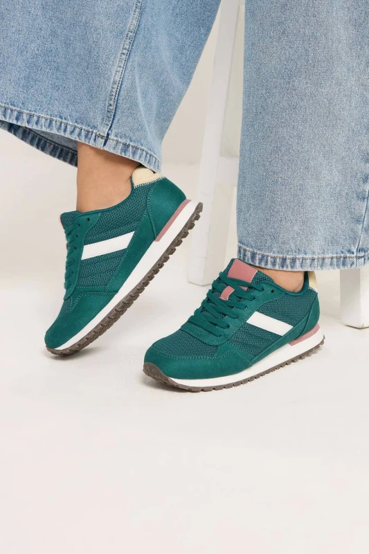 Image of Yours Womens Colourblock Trainers In Extra Wide EEE Fit in Teal Size: 9EEE Teal Female 9EEE