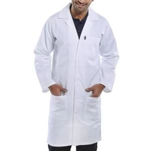 Image of Click Workwear Poly Cotton Warehouse Coat 60" White Ref PCWCW60 Up to