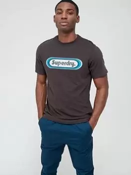 Image of Superdry Large Logo T-Shirt - Brown, Black Size M Men