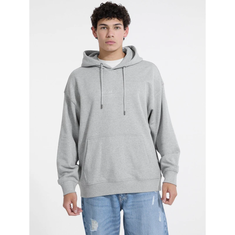 Image of Guess Mens Script Hoodie Grey Hthr H90Z male Medium