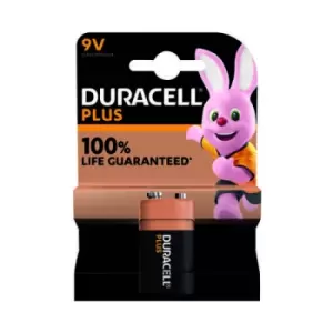 Image of Duracell Plus 9V Battery Alkaline 100% Life 5011414