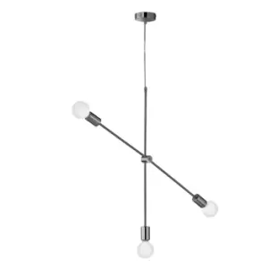 Image of Wofi Sara Pendant 3-Light Ceiling Lamp - Chrome & Nickel Matt Finish