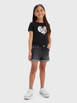 Image of Kids Cuffed Girlfriend Shorts - Grey