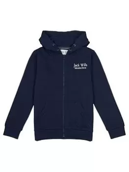 Image of Jack Wills Boys Script Zip Through Hoodie - Navy, Size 5-6 Years