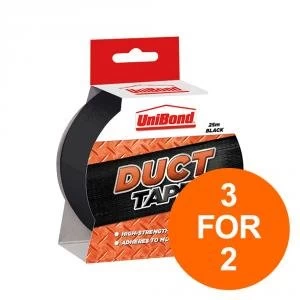 Image of UniBond Duct Tape 50mm x 25m Black Ref 1517009 3 for 2 Jul 2019