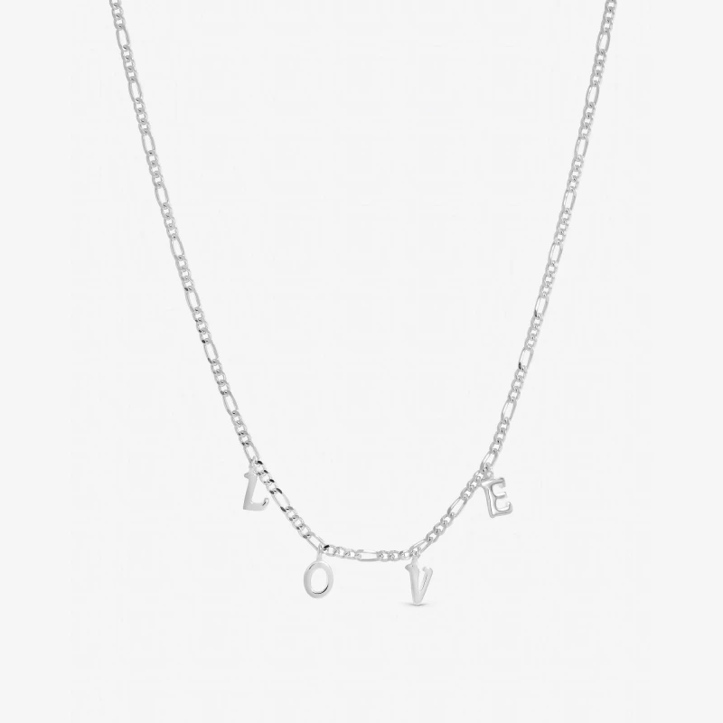 Image of Inicio Sterling Silver Plated Love Necklace - Gift Pouch Bangles One Size Silver 41573311000