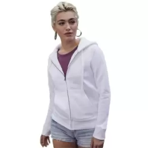 Image of Fruit Of The Loom Ladies Fitted Lightweight Hooded Sweatshirts Jacket / Zoodie (240 GSM) (XS) (White)