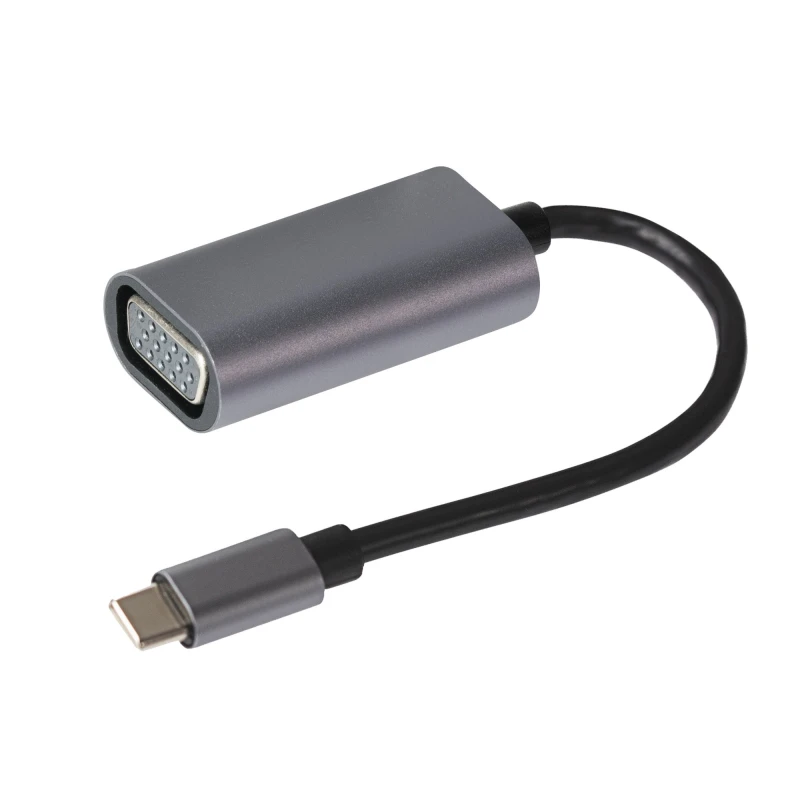 Image of Maplin Aluminium Full HD 60Hz USB-C 3.1 to VGA Adapter 16cm Cable