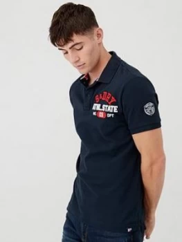 Image of Superdry Superstate Short Sleeved Polo Shirt - Navy, Size S, Men