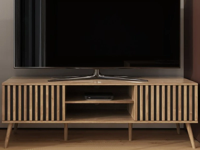 Image of GFW GFW Louvered 2 Door TV Unit - Oak